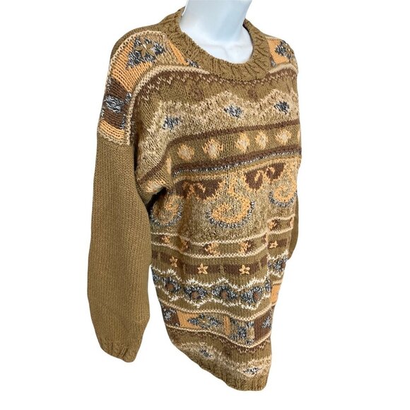 Crystal Kobe Vintage Brown Cable Knit Sweater Sz M - Picture 3 of 7